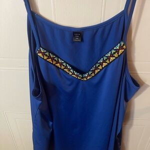 SHEIN Blue Camisole with Colorful Embroidery